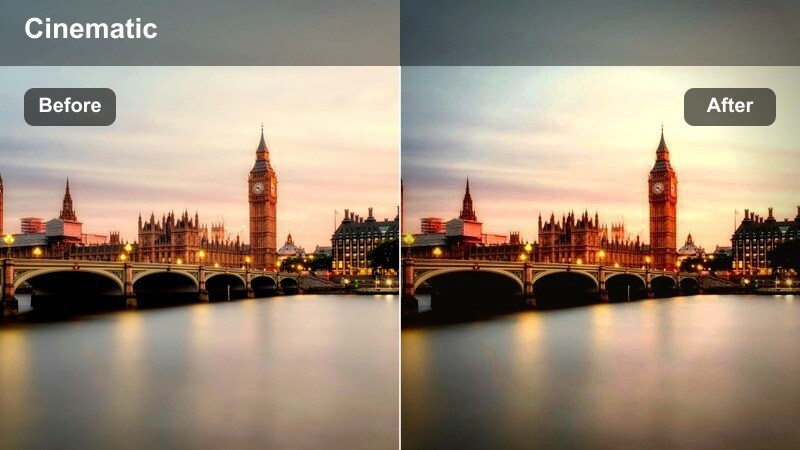 City overpass at dusk with neon reflections on rippling water below.