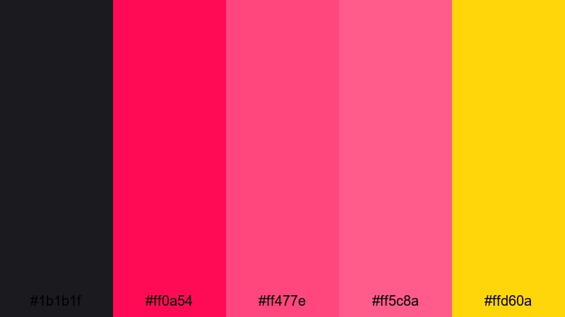 neon scarlet hype red color palette with hex codes