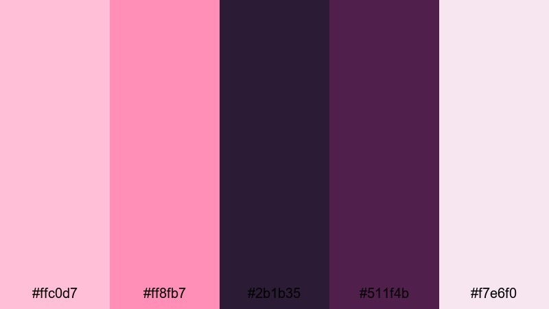 neon sign blush night pale pink color palette with hex codes