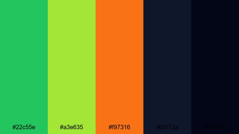 neon slime party halloween color palette with hex codes