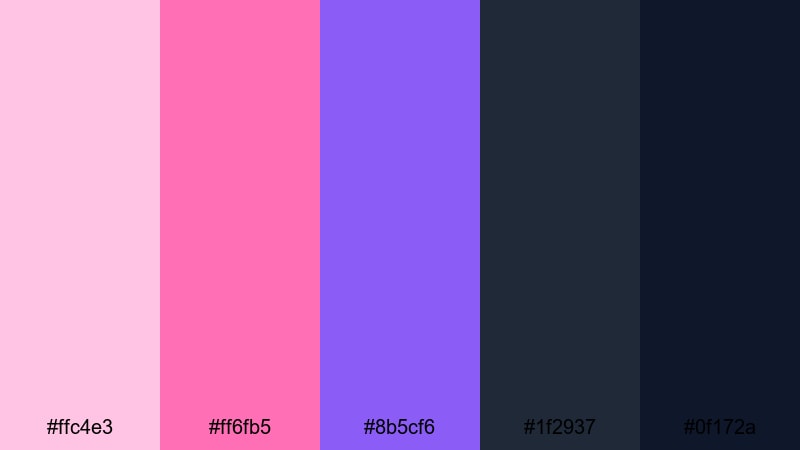 neon spellbound frame sleeping beauty color palette with hex codes