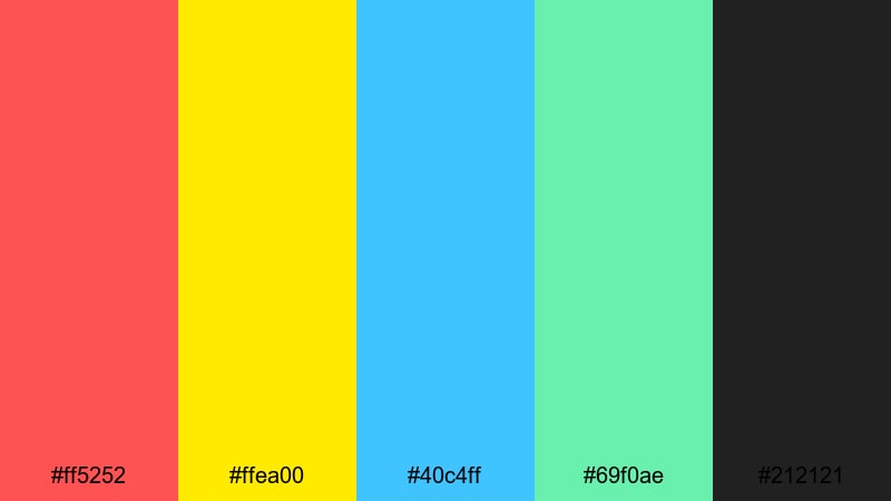 neon street pop flat color palette with hex codes