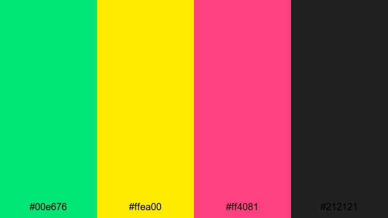 neon street runner bright green color palette with hex codes