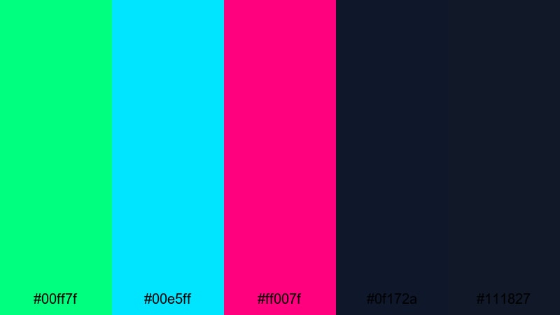 neon studio energy spring green color palette with hex codes