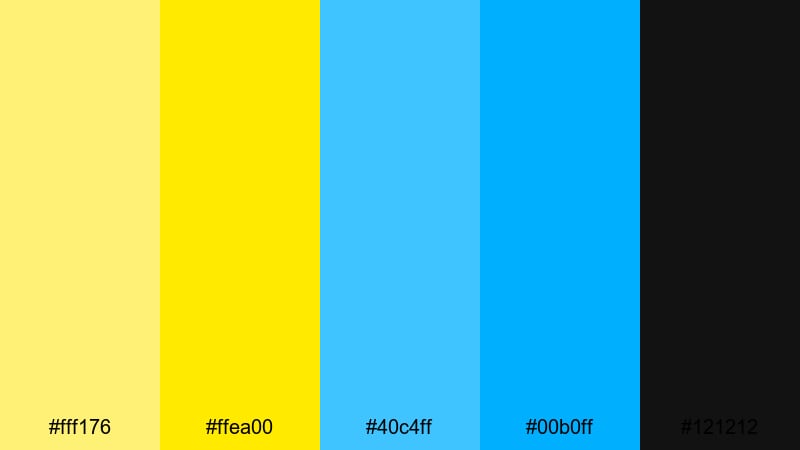 neon studio grid yellow blue color palette with hex codes