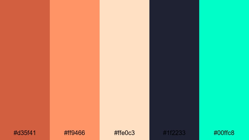 neon terra contrast terra cotta color palette with hex codes