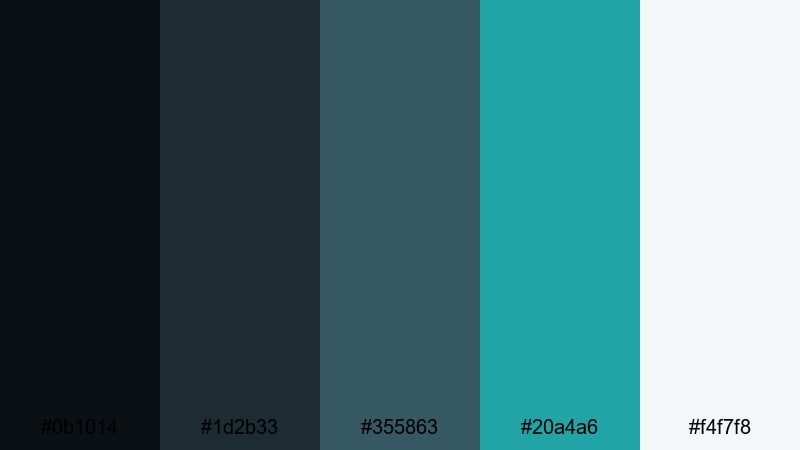 neon tunnel drift teal gray color palette with hex codes