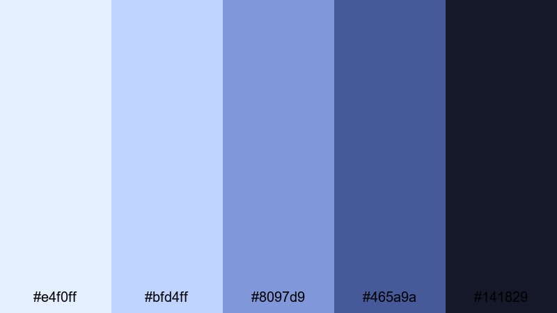 neon twilight fade pale blue color palette with hex codes