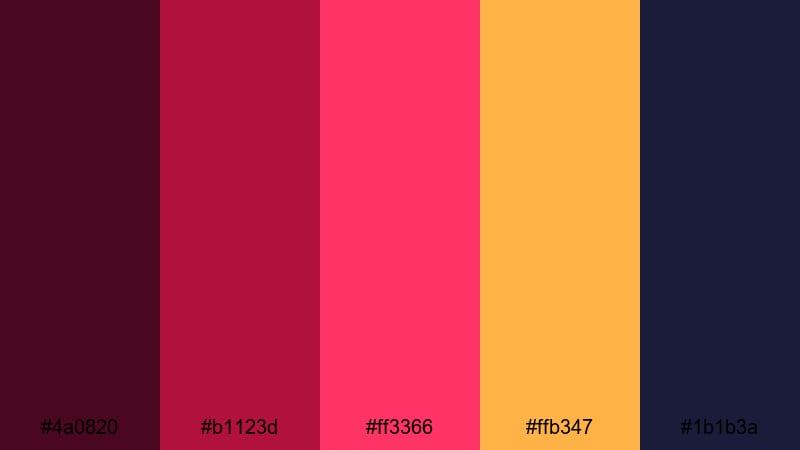 neon wine energy wine red color palette with hex codes