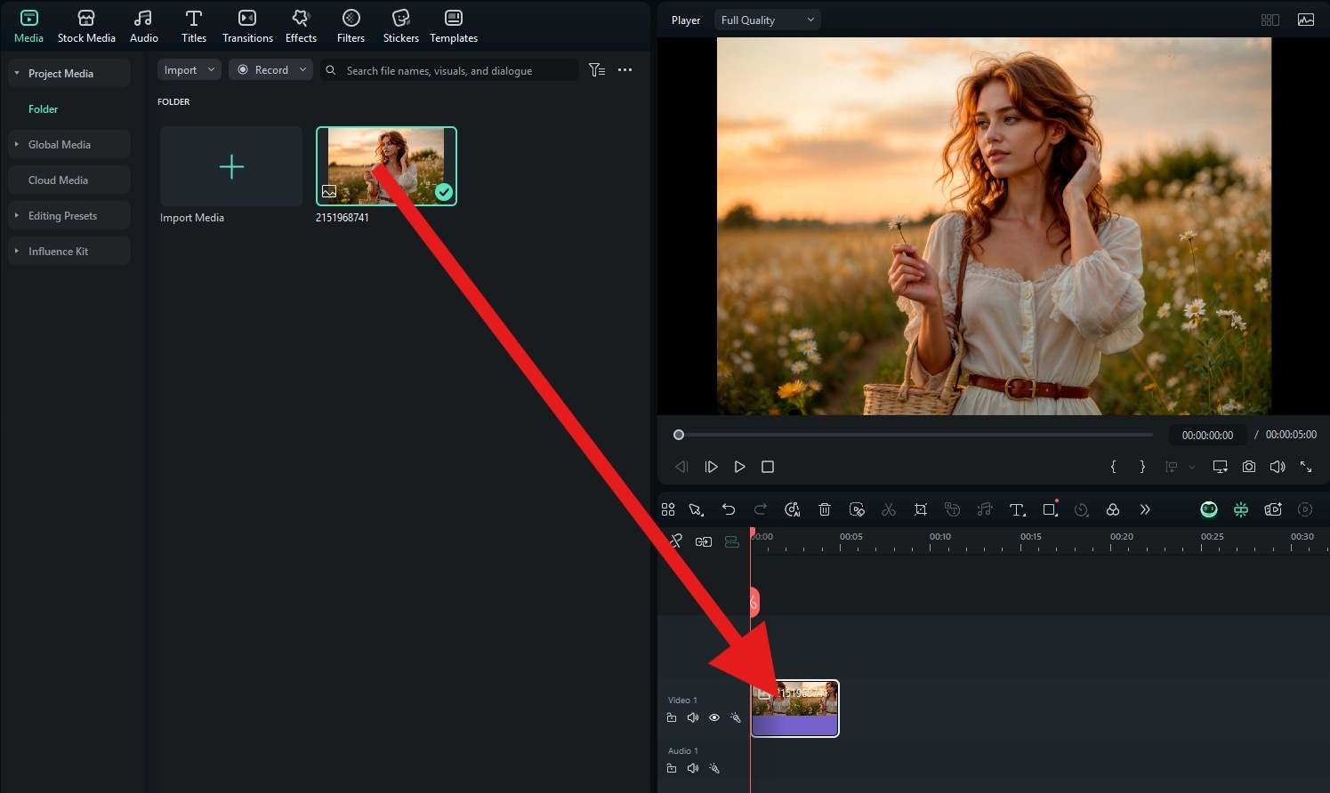 drag photo to timeline filmora desktop