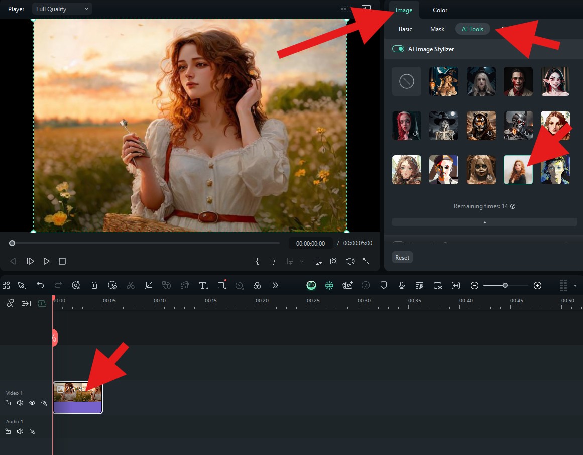 use ai image stylizer filmora desktop
