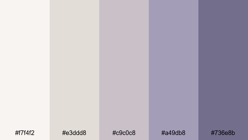 neutral drift lavender lavender color palette with hex codes