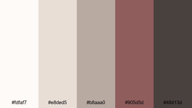 neutral feed harmony rose taupe color palette with hex codes