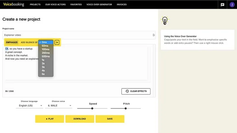 interfaz de usuario de voicebooking