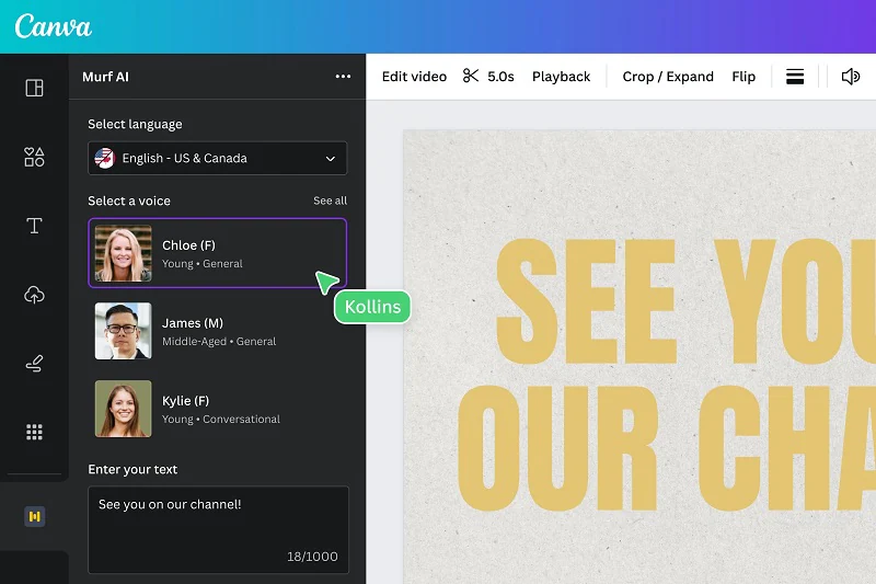 canva user interface