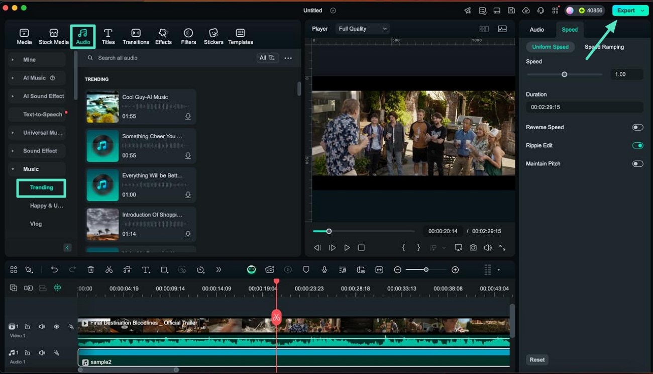 export enhanced audio video to device