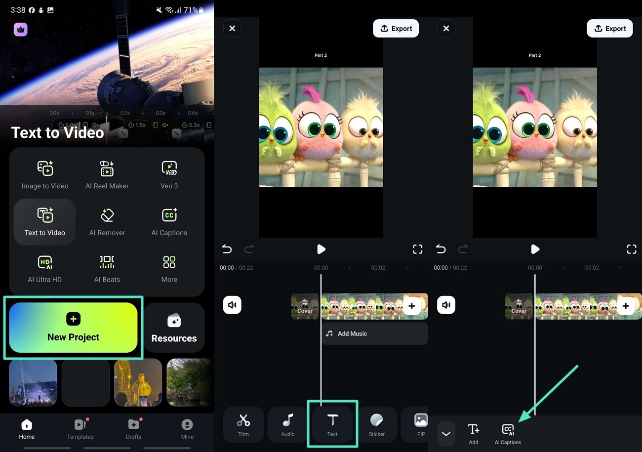 generate ai captions filmora app