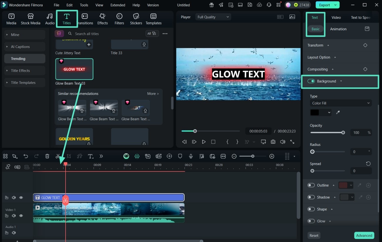 add title and enable title background