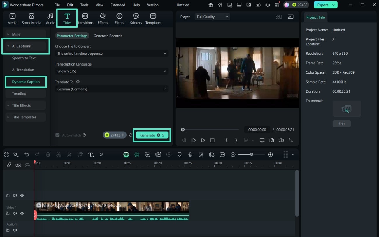 generate ai captions filmora app