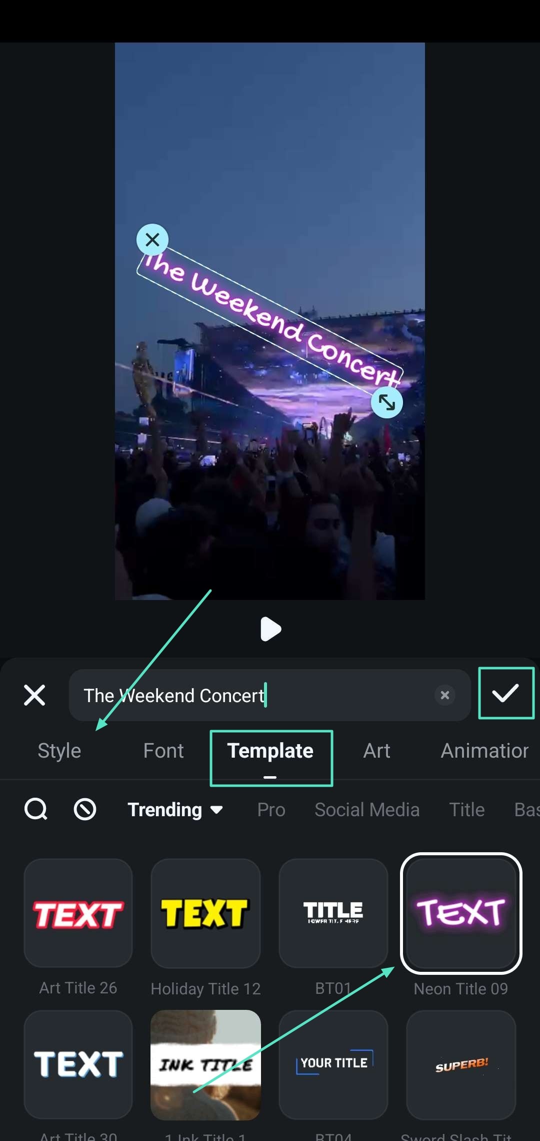 apply template title glow