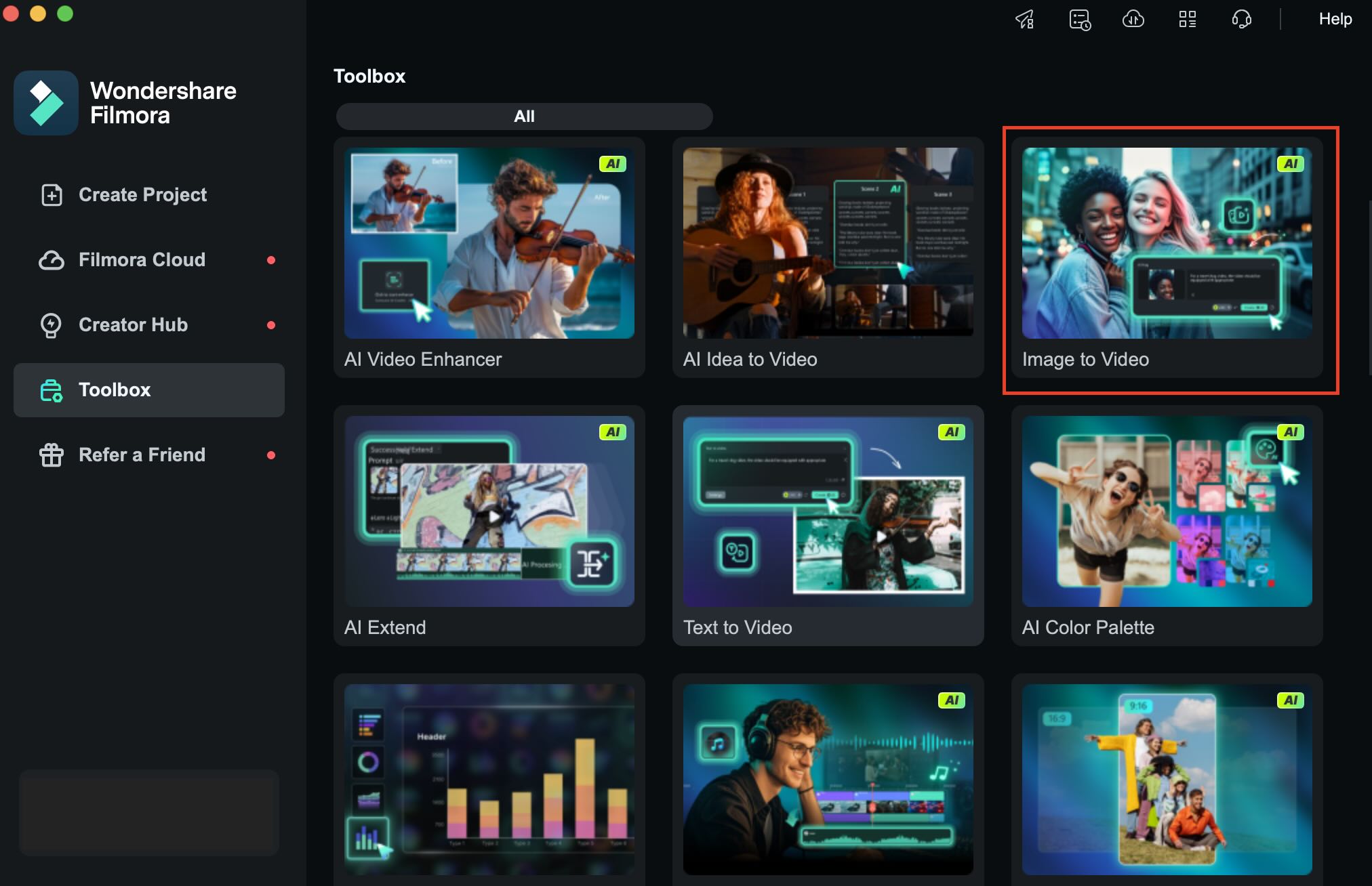 select filmora image to video