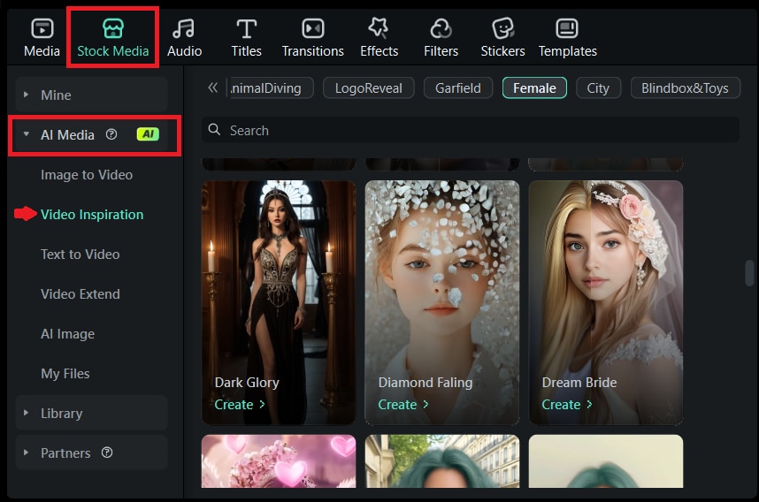 go to filmora ai video inspiration