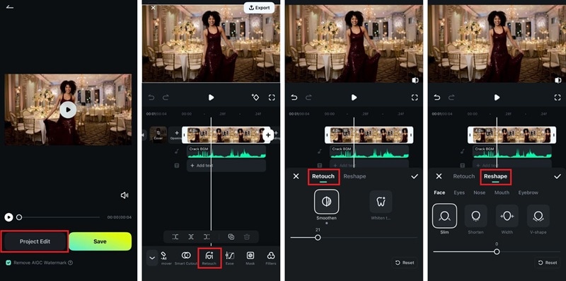 refine with ai beauty on mobile