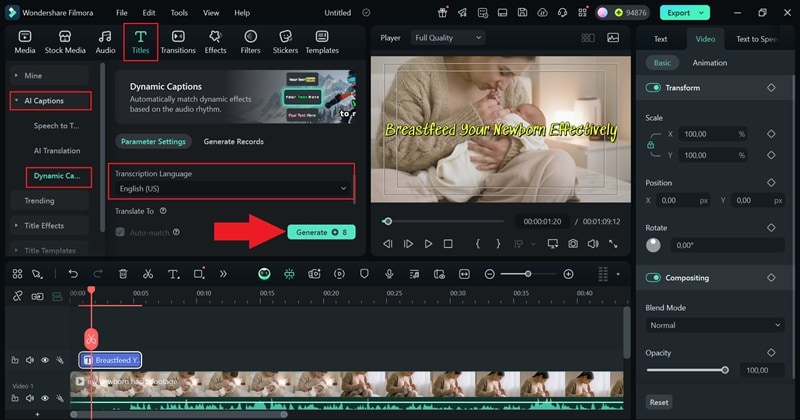 generate auto captions