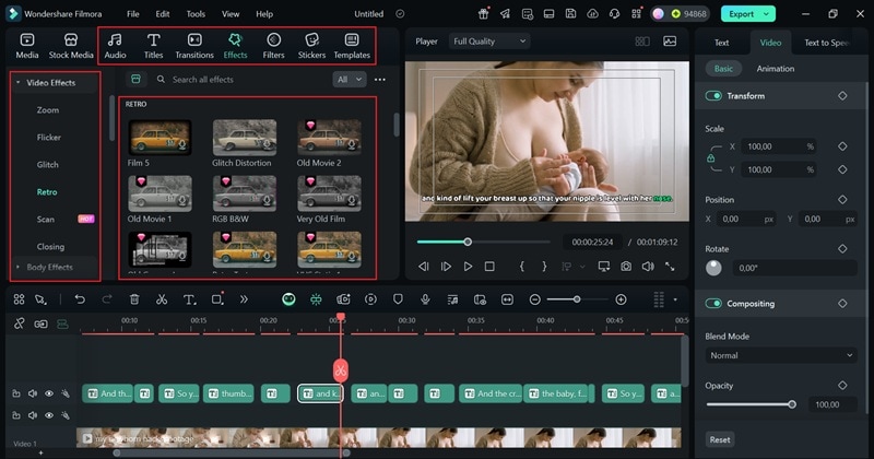 browse through filmora features and library