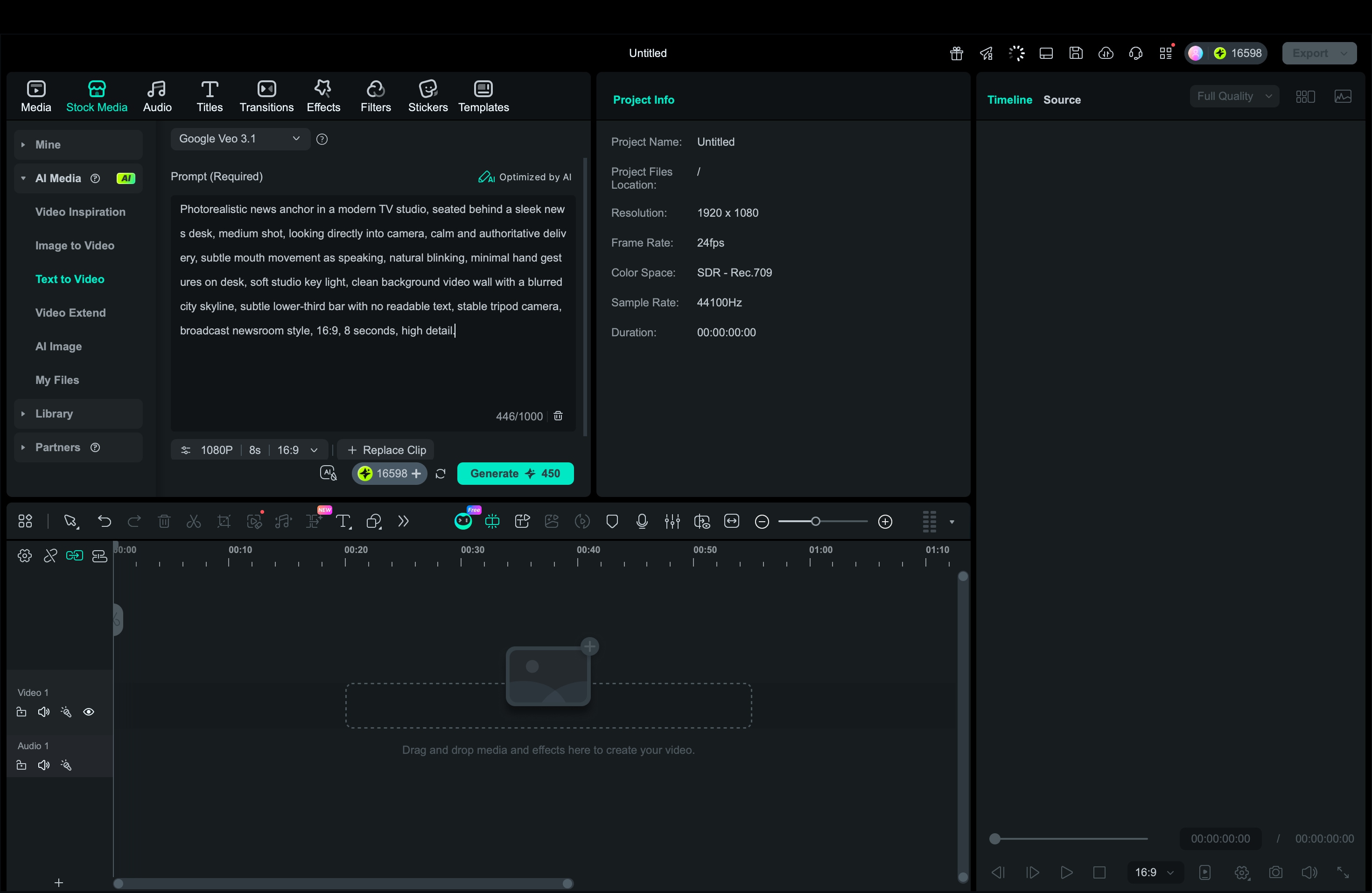filmora text to video