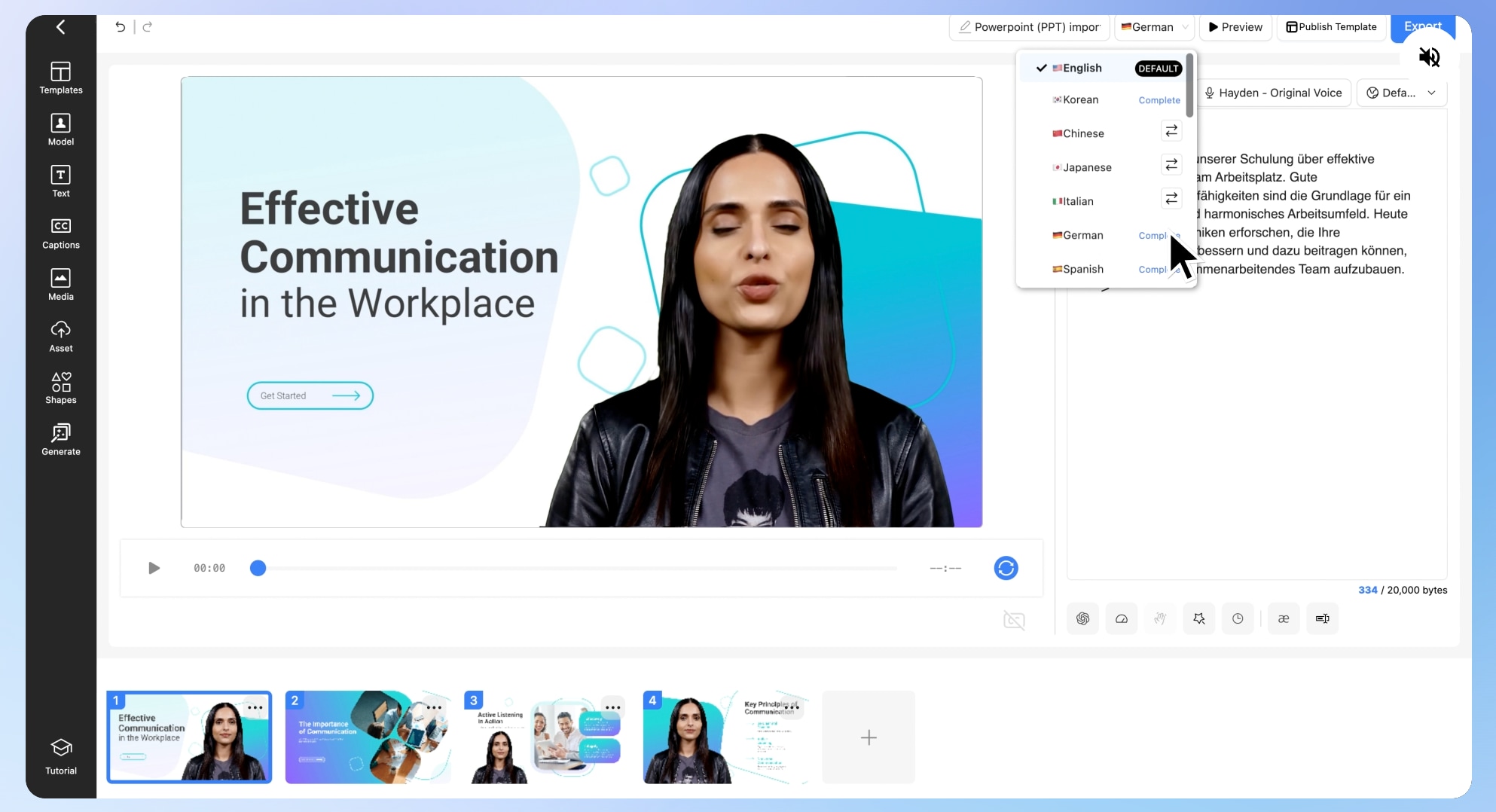 ai studios news reporter voice generator