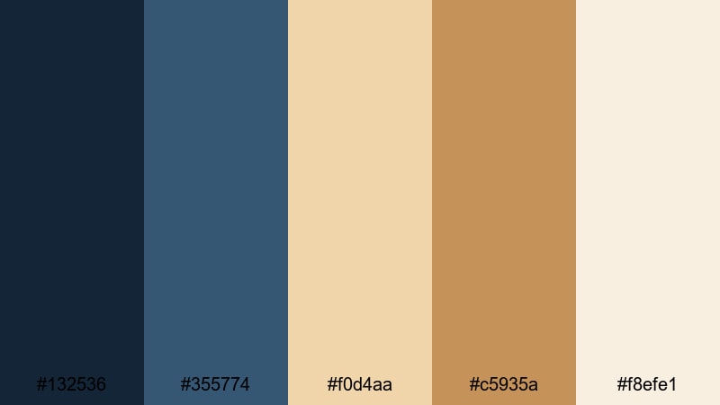 night dune contrast blue tan color palette with hex codes
