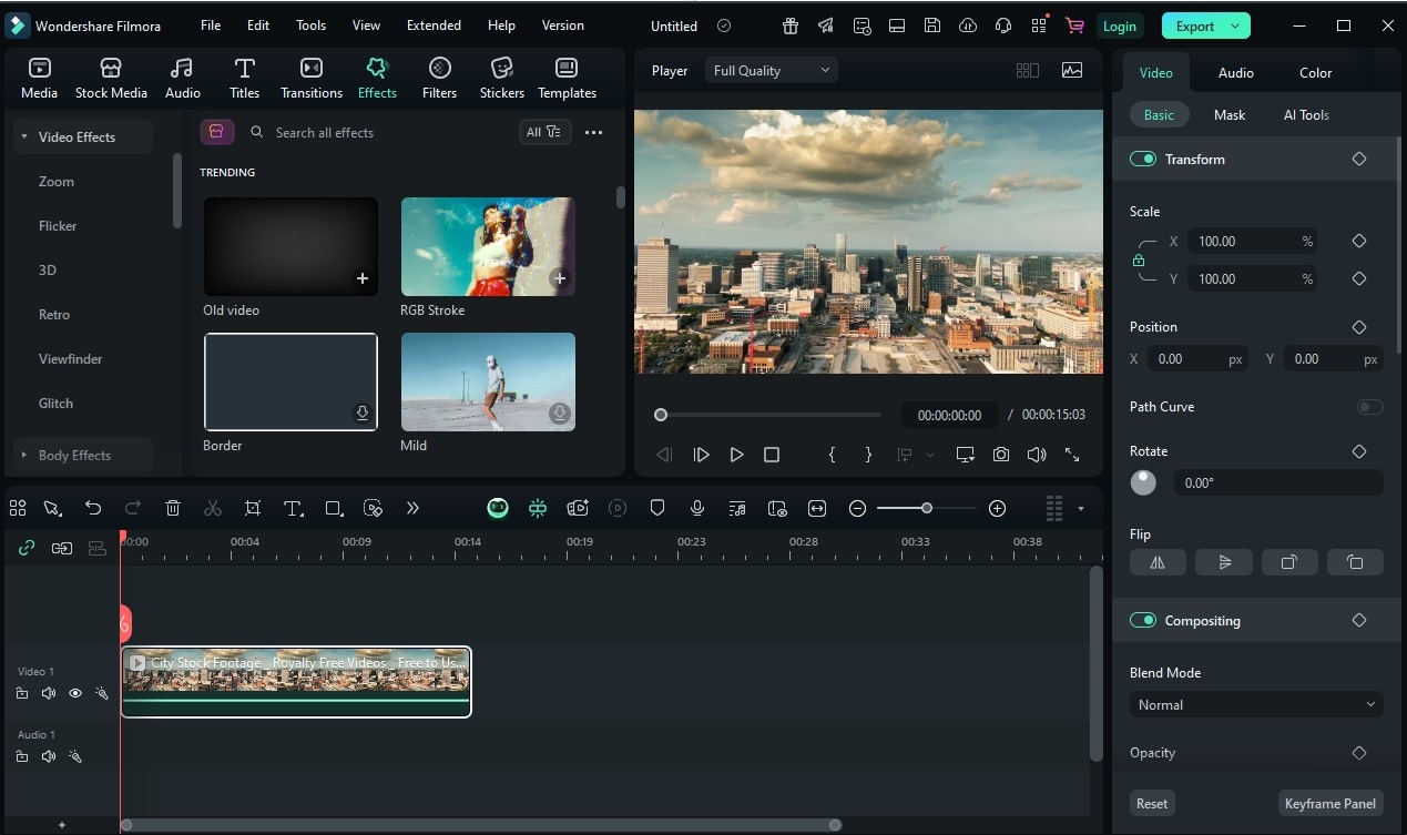 After importing, open the effects tab to search for your filters.