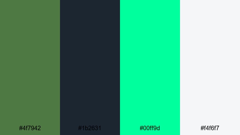 night jungle neon fern green color palette with hex codes