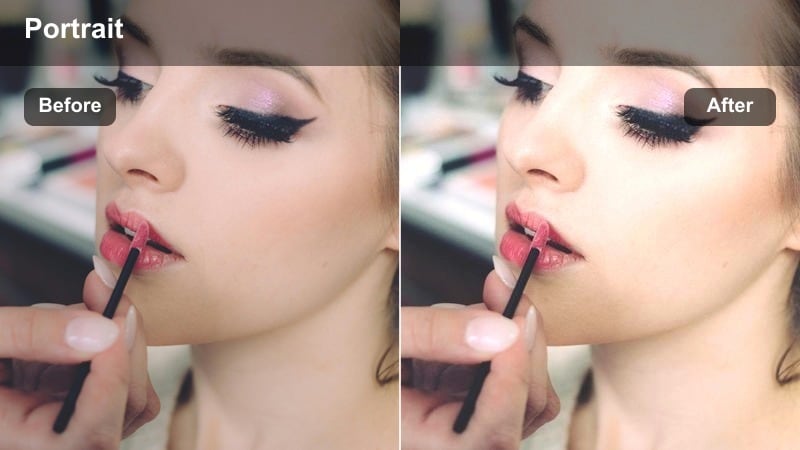 Beauty vlogger outside at night with city lights behind her