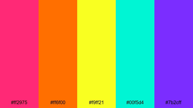 nightclub laser grid rainbow color palette with hex codes