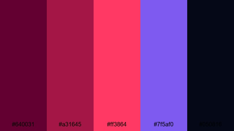 nightclub title sequence burgundy color palette with hex codes