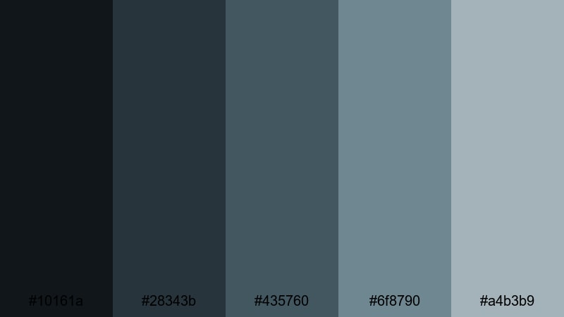 nightfall documentary tone teal gray color palette with hex codes
