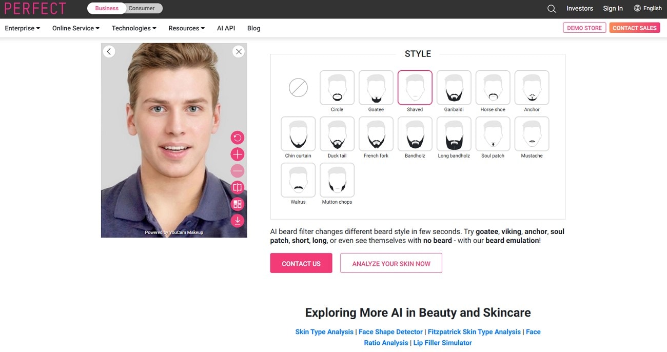 use perfect corp to remove beard