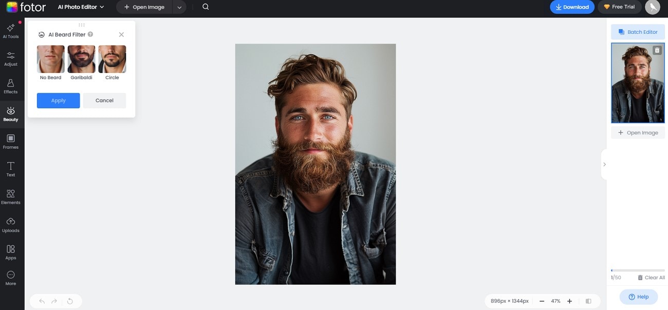 online fotor to edit out beard