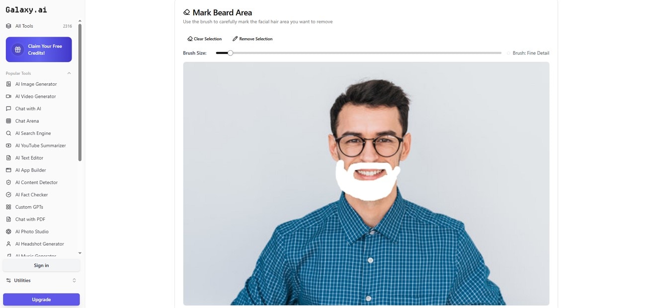select area from beard at galaxy.ai