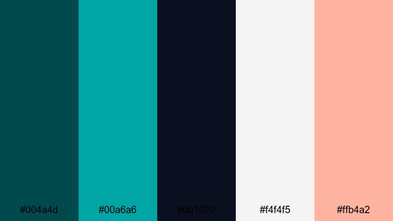 nocturne turquoise glow dark turquoise color palette with hex codes