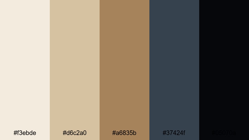 noir beach nightfall white sand color palette with hex codes