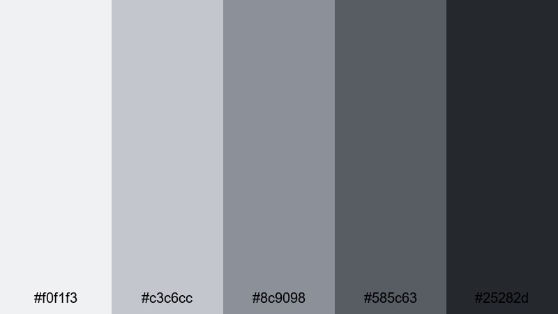 noir city rain gray silver color palette with hex codes