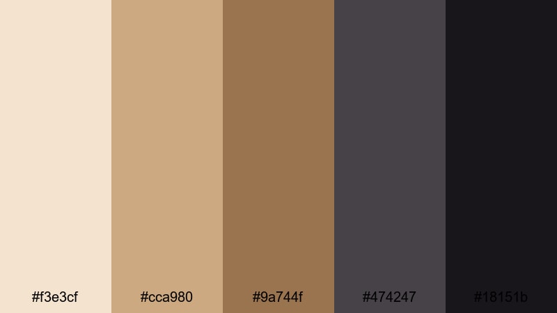 noir desert frame sand color palette with hex codes