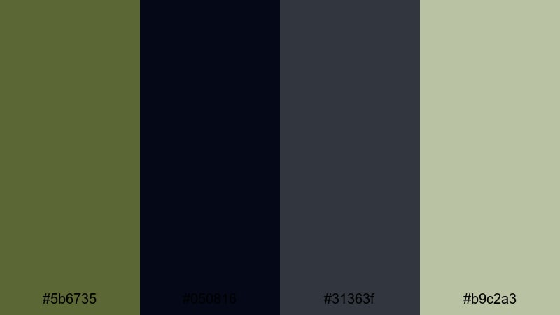 noir forest chase olive drab color palette with hex codes