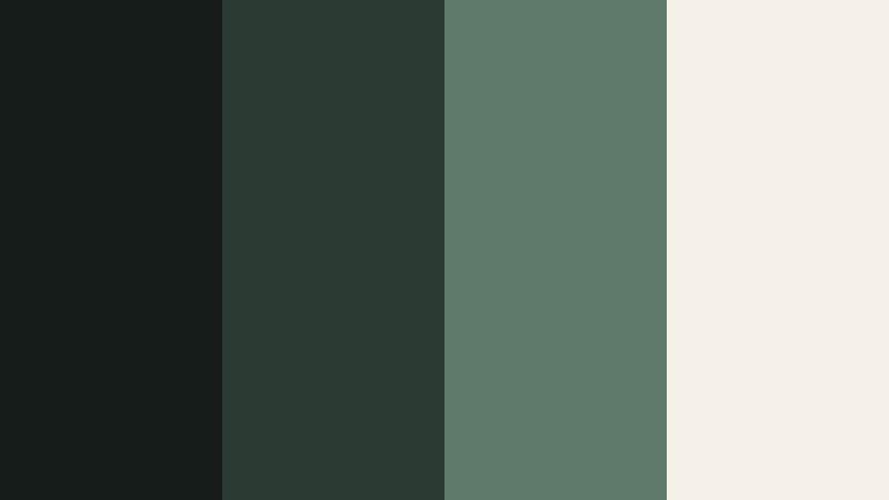 noir forest title card dusty forest green color palette with hex codes