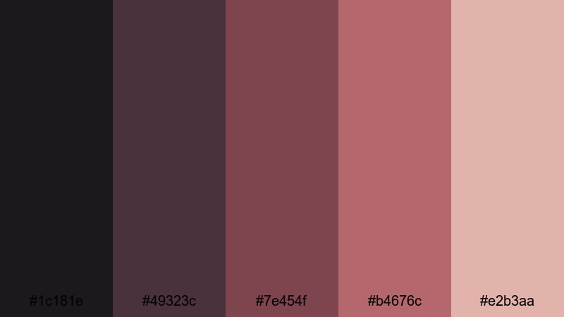 noir garnet frames gray maroon color palette with hex codes