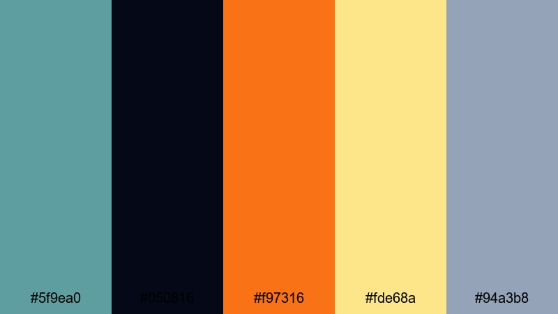 noir harbor lights cadet blue color palette with hex codes