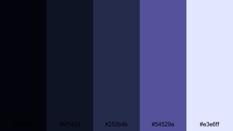 noir interface glow purple dark blue color palette with hex codes